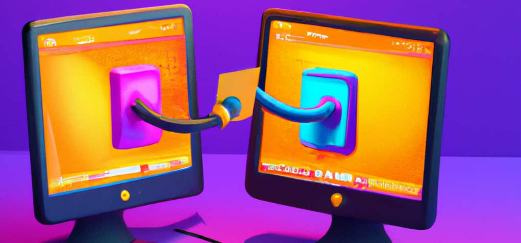 Computers sharing a file.